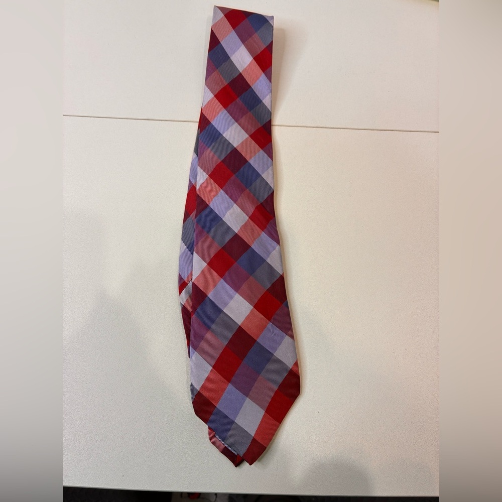 Tommy Hilfiger silk Red and Purple Checkered Tie